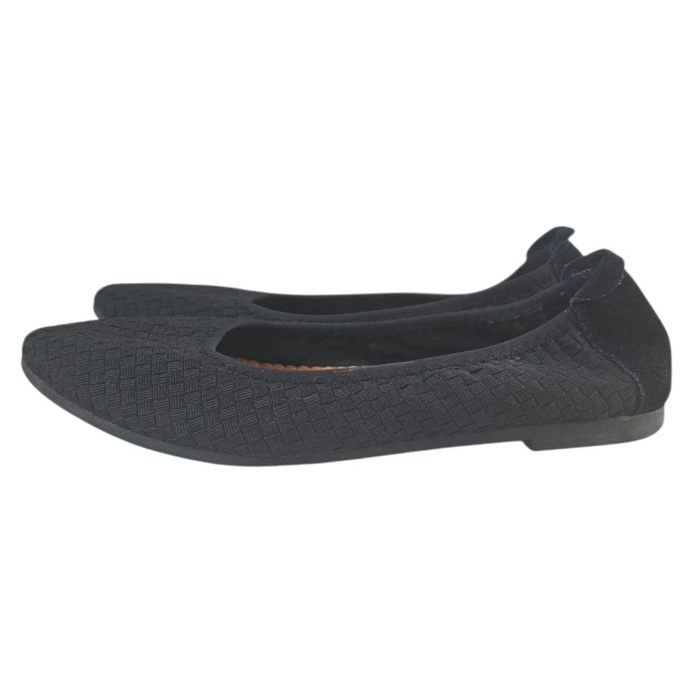 Bernie Mev Ballet Flats Womens 38 Black Woven Elastic Pointed Toe Classic Comfy
